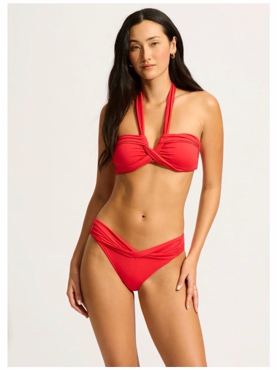 Seafolly Other - Seafolly Red Twist-Front Bandeau Halter Bikini